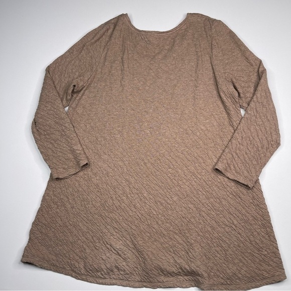 JJill Top Tunic Long Sleeve Tan Neutral Minimalist Lagenlook Office Career Brown - Picture 6 of 14